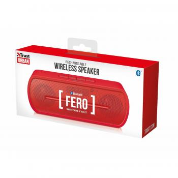 Altavoz Bluetooth Trust Urban Fero Rojo con Reproductor MP3, Conexión USB/Micro SD y Función Manos Libres