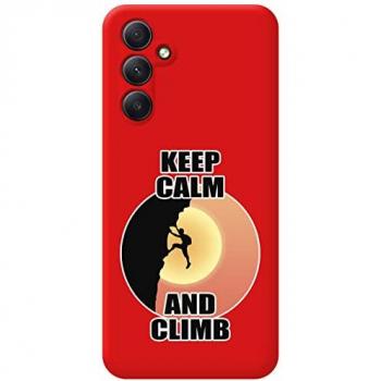Funda de Silicona Líquida Roja para Samsung Galaxy A54 5G con Diseño de Hombre Escalada