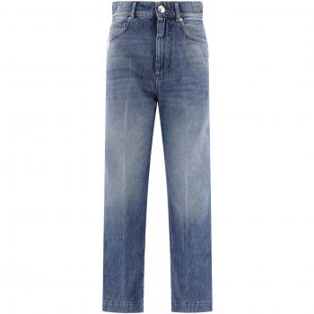 Max Mara Sportmax Women's Conio Cropped Jeans in Blue, Size 29, High-Waisted, Wide Denim Trousers
