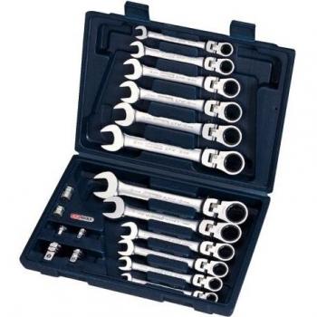KS Tools 503.4868 Juego de llaves combinadas de carraca articuladas GEARplus, 18 pzsbloqueables