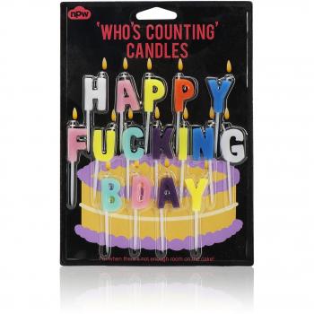 Conjunto de velas para tarta de cumpleaños,Happy F-ing birthday, diseño maleducado
