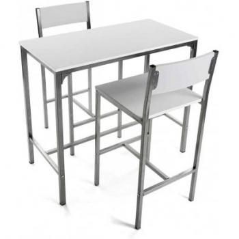Versa Helena Set de Mesa de Comedor y Dos sillas Altas, Set de 3 Piezas, Medidas