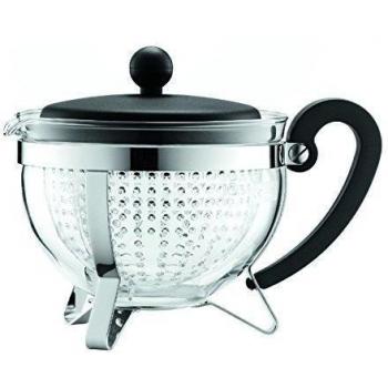 Bodum Chambord - Tetera, 1 l, filtro transparente, tapa y asa de color negro