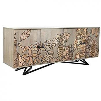 Aparador Natural Gris de Metal y Madera de Mango (177 x 45 x 74 cm)