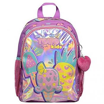 Mochila Escolar Totto Shaky Pequeña - Estampado Tropical - Capacidad 6 Litros - Unisex Rosa