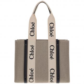 Chloé Women's Woody Tote Bag in White | CHC22AS383I26, Tote Bags, female, White, Size: ONE SIZE Stylish Woody Tote Bag, Tote Bags CHLOÉ Woman color White - Size: OS - female, Ch