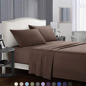 SaDiao Juego de Ropa de Cama de 4 Piezas, Suave Microfibra cepillada, Bolsillos Profundos con sábana Bajera, Hoja Plana con 2 Fundas de Almohada, Pliegues, Antimanchas