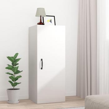Armario de pared colgante de madera 34,5x34x90 cm en colores Blanco, Negro y Roble Sonoma, mueble de almacenaje estantería para oficina, estudio y dormitorio