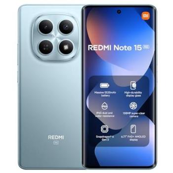 Xiaomi Redmi Note 15 5G Smartphone, 8GB RAM, 256GB ROM, Pantalla AMOLED 6.77, Doble SIM, Batería de 5520 mAh, Color Azul Glaciar