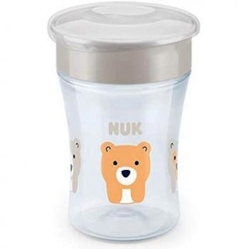 NUK Magic Cup vaso antiderrame bebé, borde antiderrame de 360 ​​°, 8+ meses, sin-BPA, 230 ml, gris, 1 cuenta