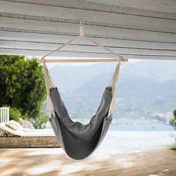 Hamaca XXL (100 x 100 cm) Gris - Silla Colgante para 2 Personas, Capacidad hasta 150 kg, Incluye Giro de 360°