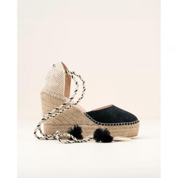 Alpargatas de cuña Macarena Alba10-Negro para mujer en color negro