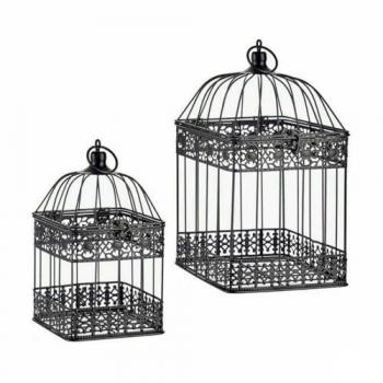 Jaula Decorativa de Metal Resistente - Set de 4 Unidades en Negro