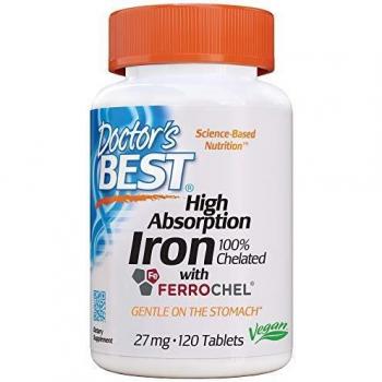 Doctor's Best High Absorption Iron with Ferrochel 27mg, 120 Tablets