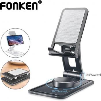 Soporte Giratorio 360° para Tablet y Teléfono Móvil, Soporte Extensible Plegable Multifuncional de Escritorio