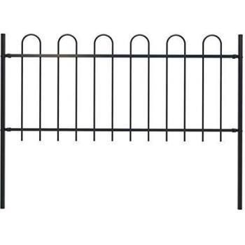 vidaXL Garden Fence with Hoop Top Steel 1.7 m Black