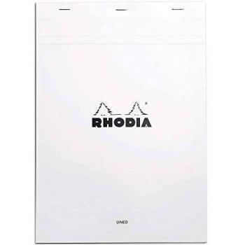 Bloc de notas Rhodia A4 blanco - 80 hojas rayadas con margen - 80 g