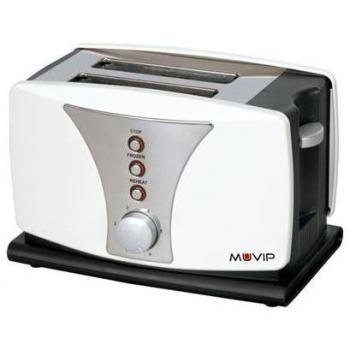 Muvip Top Design Tostadora de Pan 800W - Capacidad para 2 Rebanadas - 6 Niveles de Tostado - Funciones Calentar, Descongelar y Recalentar - Parada Autom