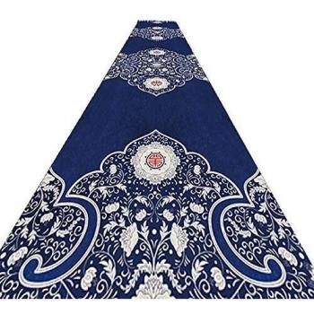 Alfombra De Pasillo,Estampado Estilo Chino Azul Oscuro Rectangular Alfombra Seguro Parte Inferior Antideslizante Fácil De Limpiar Puede Longitud Personalizada,110x900cm