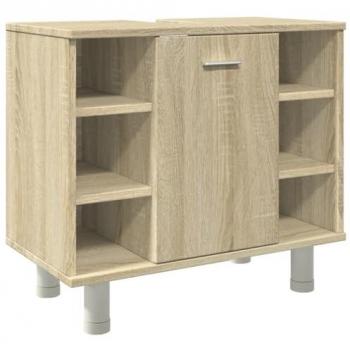 Armario de baño madera ingeniería roble Sonoma 60x32x53,5 cm Marrón