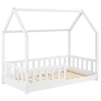 Cuna Infantil Bosco Blanca 90x190 cm en Forma de Casa, Fabricada en Melamina