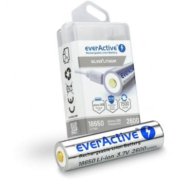 Batería EverActive EV18650-26M 3,7 V con Micro USB y Protección Box