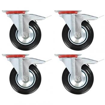 Ruedas giratorias 12 unidades 160 mm con frenos dobles, ideales para muebles, bancos de trabajo, carritos y estanterías, fabricadas con materiales resistentes que ofrecen golpes suaves y un diámetro de 160 mm
