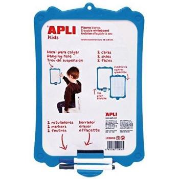 APLI Kids 12916 - Pizarra rígida con borrador y rotuladores - Doble cara blanca y cuadricular - 180 x 280 mm