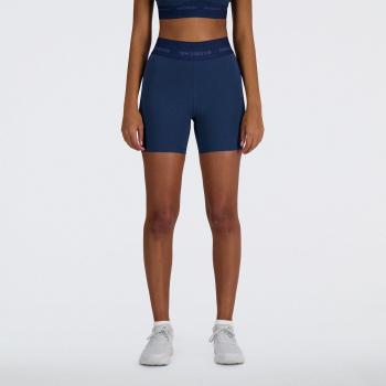 New Balance - Short de mujer 5' Sleek High Rise Biker azul marino L