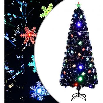 Árbol de Navidad Artificial Negro con Copos de Nieve LED y Fibra Óptica - Disponible en 240 cm, 150 x 70 cm, 120 x 60 cm y más