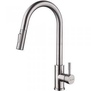 Housfurd Grifo de Cocina con Ducha Extraíble con 2 Modos,Acero Inoxidable Grifo Cocina Grifo Mezclador de Fregadero,Grifo Monomando Cocina sin Plomo,Superficie Cepillada