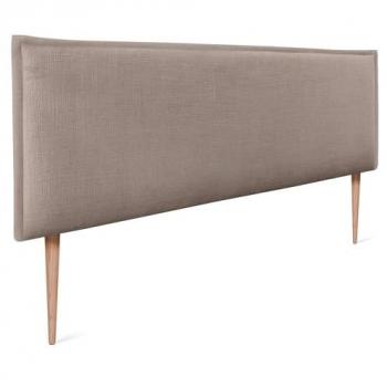 Cabecero Tapizado de Lino Natural Liso con Ribete 145x105cm para Camas 120/135/140 - Color Tierra