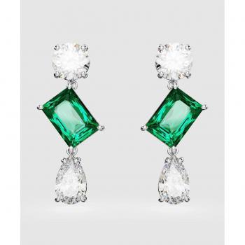 Swarovski Women's Mesmera Mixed Cuts Green Rhodium Plated Drop Earrings 5665878