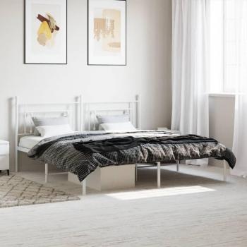 Estructura de cama de metal con cabecero blanco 180x200 cm