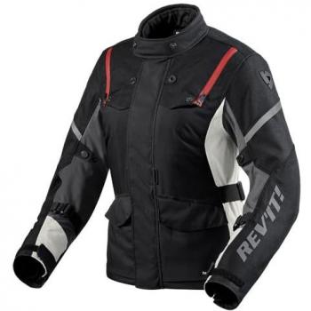 REV'IT! Chaqueta de Moto para Mujer Horizon 3 H2O Negro-Rojo, chaqueta textil impermeable, diseño femenino, color negro y rojo, talla 40