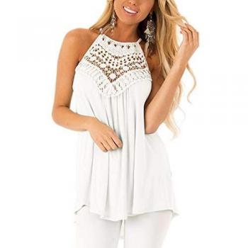 CNFIO Camisetas Tirantes Mujer Blusa EncajeTop Sin Mangas Cami Tank Tops De Casual para Mujer