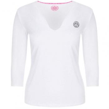 BIDI BADU Ariana Tech - Camiseta de Manga Larga con Cuello en V para Mujer, Unzutreffend, Evergreen, Ariana Tech - Camiseta de Manga Larga con Cuello de Pico, Mujer, Color Blanco, tamaño Large