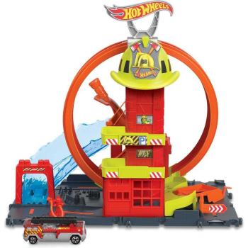 Estación de Bomberos Hot Wheels City con Pista para Coches de Juguete