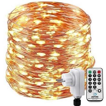 NEXVIN Luces de Navidad, Guirnalda Luces 20M 200 LED, Cadena de Luces Blanco Calido con Control Remoto, Luces de Decoración de Alambre de Cobre para Jardín, Casa, Fiesta, Arbol de Navidad