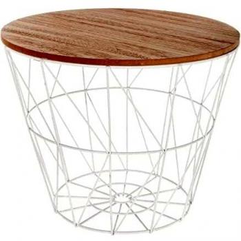 TIENDA EURASIA® Mesa Auxiliar Nordica - Mesas Auxiliares de Centro - Estructura Metalica y Tapa de Madera Extraible - Ideal para Combinar en Salones y Dormitorios