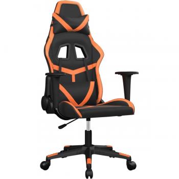 Silla Gaming de Masaje Cuero Sintético Negro y Naranja