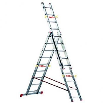 Escalera transformable triple Marchetti 3x11 peldaños de aluminio