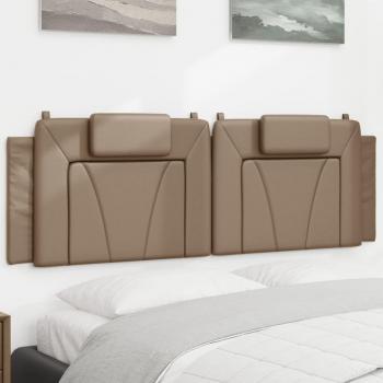 Cabecero de cama acolchado en cuero sintético capuchino de 160 cm