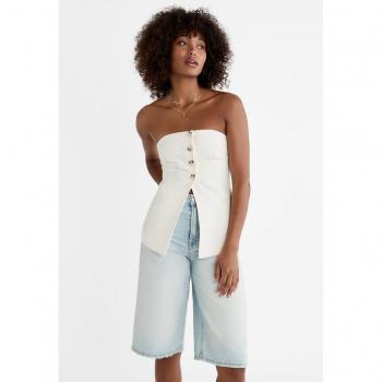 Ecru Buttoned Bustier Top S