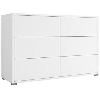 Cómoda Comfivo A102, blanca, con 6 cajones, 120 x 73 x 41 cm