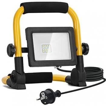 Aigostar Foco de Trabajo LED 10W,900LM,Foco LED Portátil con Giratorio 360º,Impermeable,Soporte plegable,para Uso en Interiores y Exteriores,para Obra, Taller, Garaje,6500K Luz Blanca