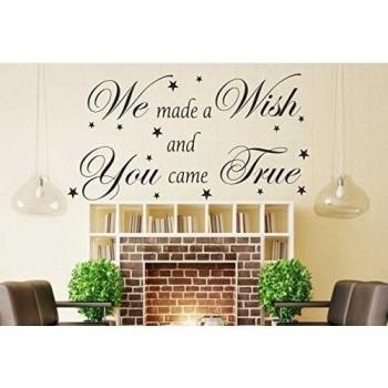Hemos hecho un deseo y viniste wallkraft etiqueta de la pared pegatinas de pared decoración B33, negro, 580mm x 290mm