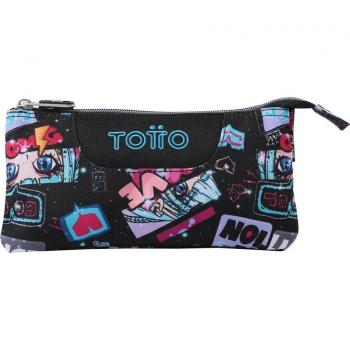 Estuche escolar eco-friendly tres compartimentos negro Misato - Tablero