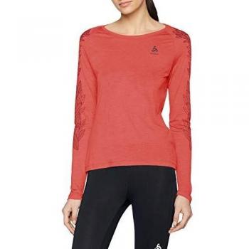 Odlo Bl Top Crew Neck L/S Concord Camiseta, Primavera/Verano, BL Top Concord - Cuello Redondo para Hombre, Mujer, Color Chrysanthemum SS19 - Hojas en la Manga, tamaño Extra-Large