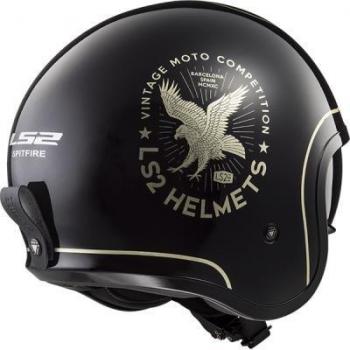 LS2-305992112XXL/162 : LS2-305992112XXL/162 : Casco jet abierto con pantalla solar SPITFIRE OF599 FLIER COLOR NEG/DOR TALLA XXL